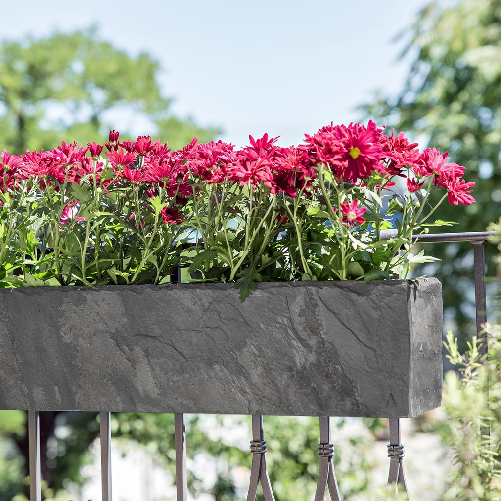 Bac à fleurs grand balcon Extérieur Ardoise Anthracite Plante JARDI 80 de CLIMAQUA