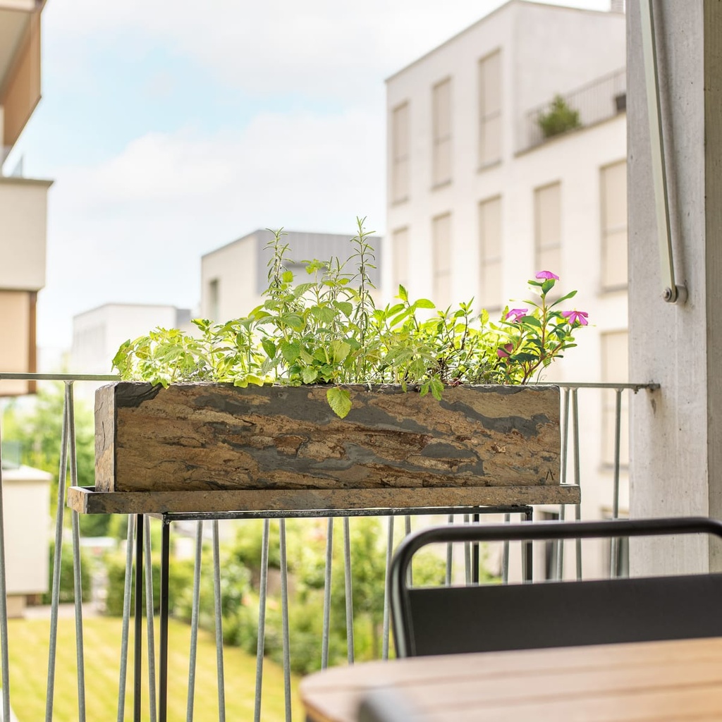 Bac à fleurs grand balcon Ardoise JARDI 80 Rusty de CLIMAQUA