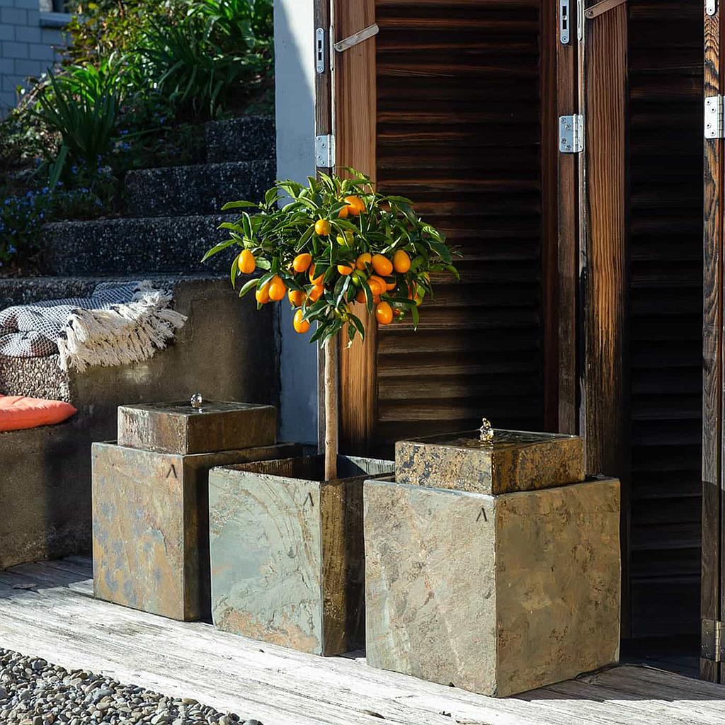 Terrassenbrunnen für Outdoor eckig klein VIDA 30 von CLIMAQUA