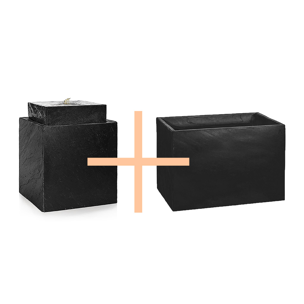 VIDA 40 Fontaine de terrasse + RECTO 60 Cache-pot Anthracite Set CLIMAQUA