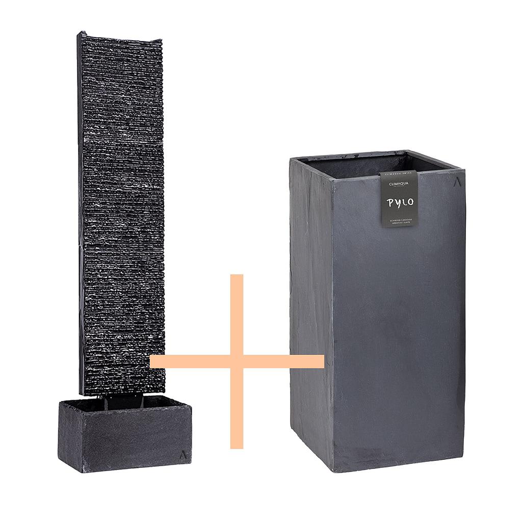 Combiné CLIMAQUA Fountains Waterwall LIV L + PYLO 80 Anthracite