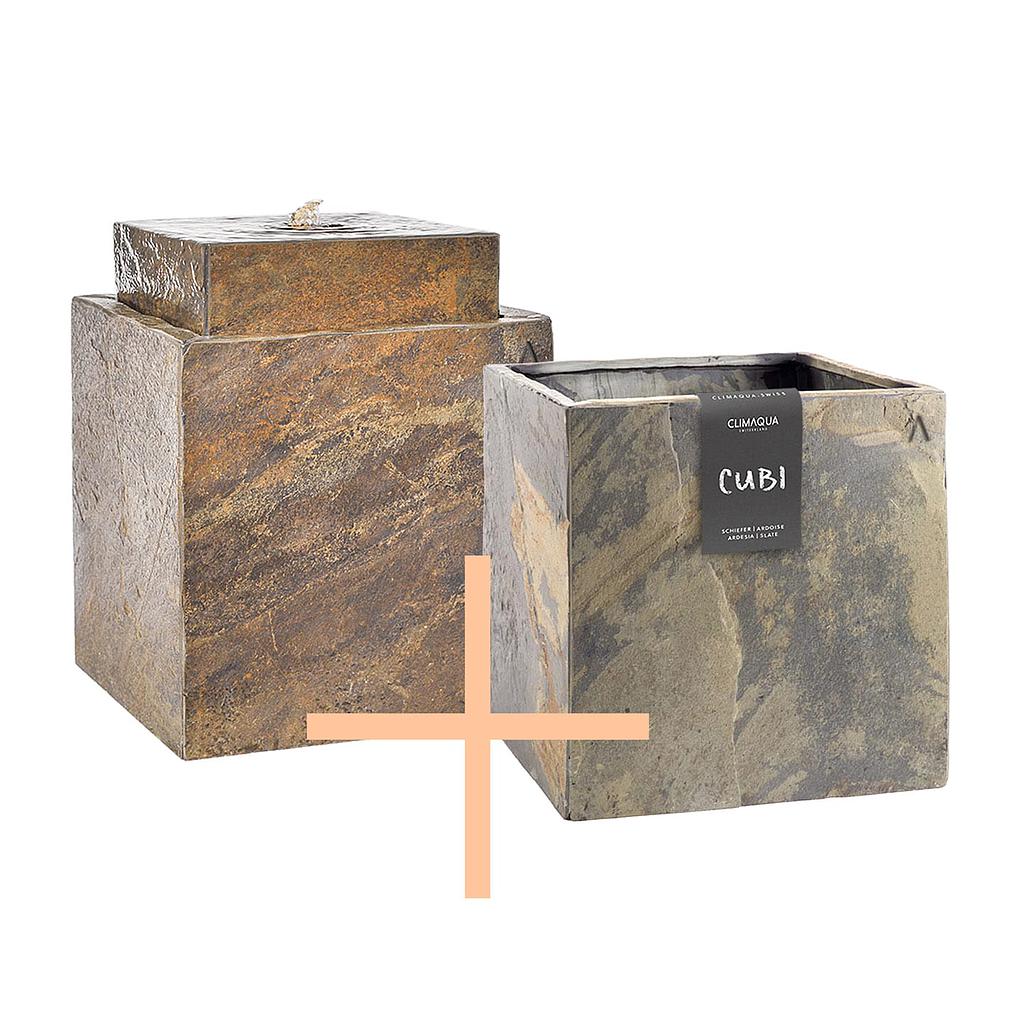 VIDA 40 Fontaine de terrasse + CUBI 40 Cache-pot Set CLIMAQUA